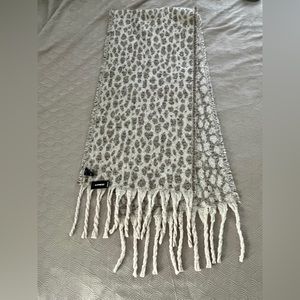 Express cold weather knit with sequin animal print scarf, one size